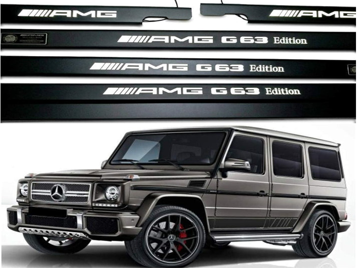 Mercedes-Benz W463 G-Class AMG G63 Edition Matte Black Stainless Steel LED Door Sills Set 5 pcs